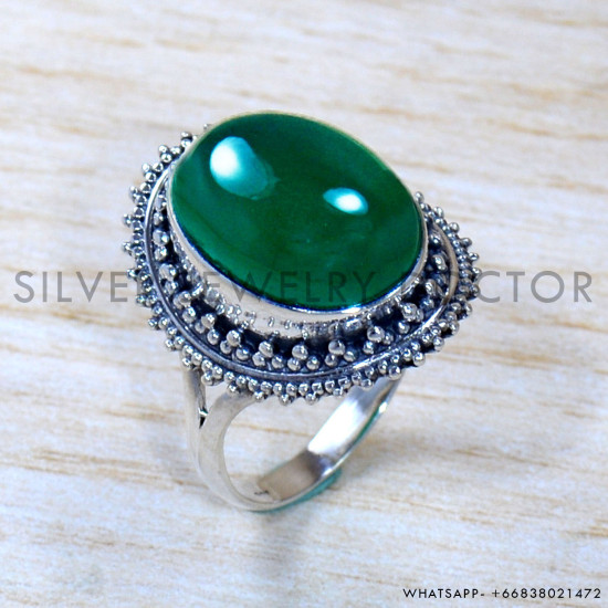 Green Onyx 925 Sterling Silver Ring (SJWR-1860)