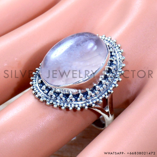 Rainbow Moonstone 925 Sterling Silver Ring (SJWR-1862)