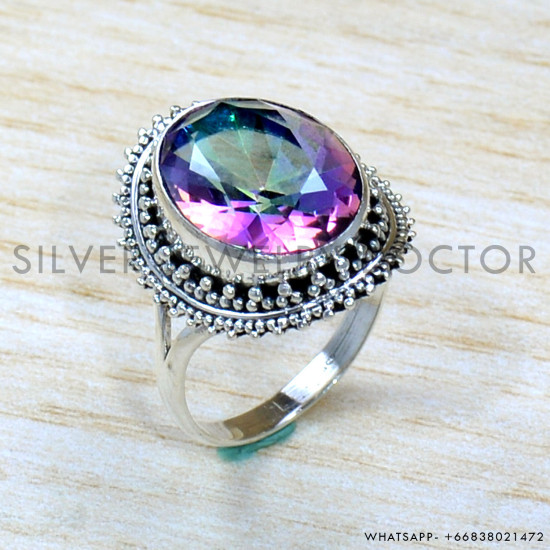 Mystic Topaz 925 Sterling Silver Ring (SJWR-1865)