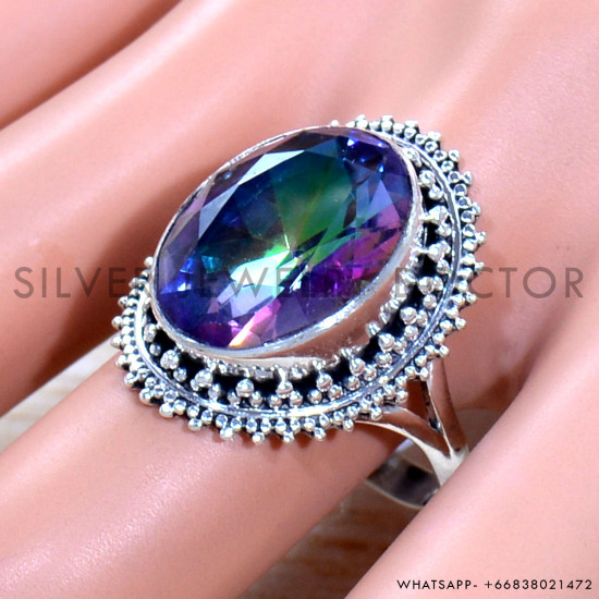 Mystic Topaz 925 Sterling Silver Ring (SJWR-1865)