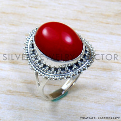 Coral 925 Sterling Silver Ring (SJWR-1866)
