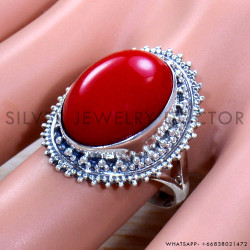 Coral 925 Sterling Silver Ring (SJWR-1866)