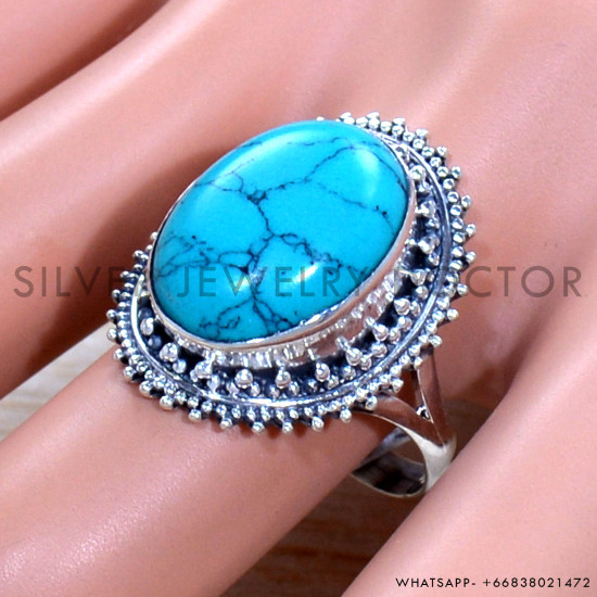 Turquoise 925 Sterling Silver Ring (SJWR-1867)