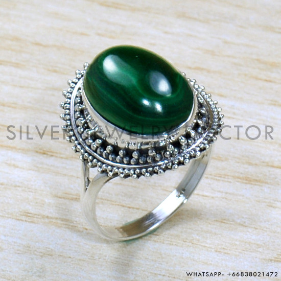 Malachite 925 Sterling Silver Ring (SJWR-1869)