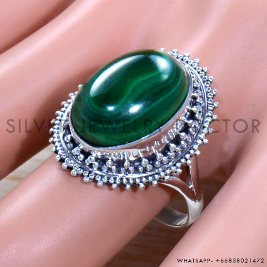 Malachite 925 Sterling Silver Ring (SJWR-1869)