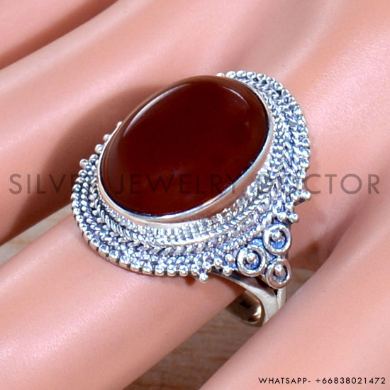 Carnelian 925 Sterling Silver Ring (SJWR-1881)