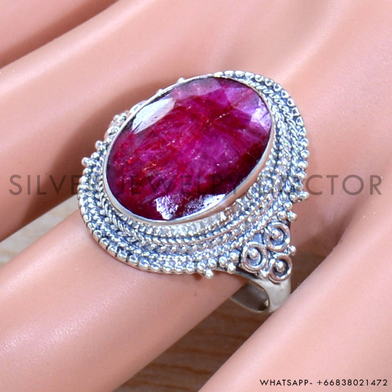 Ruby 925 Sterling Silver Ring (SJWR-1885)