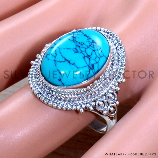 Turquoise 925 Sterling Silver Ring (SJWR-1886)