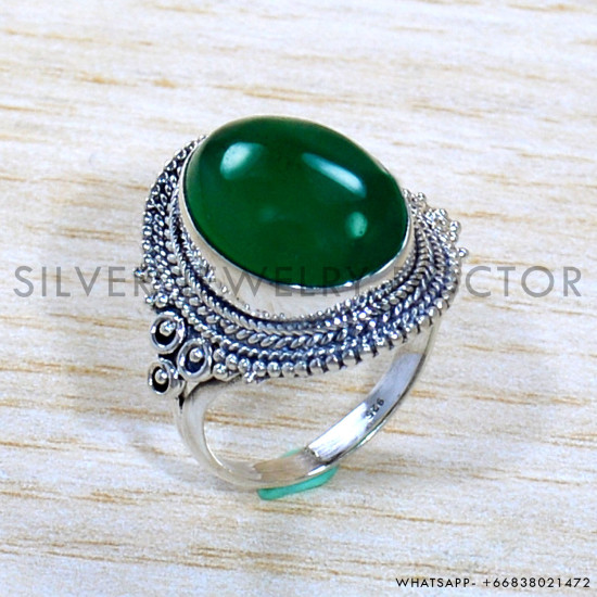Green Onyx 925 Sterling Silver Ring (SJWR-1888)