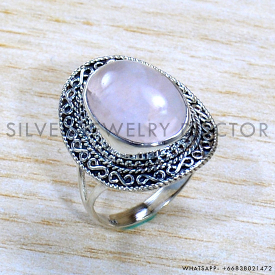 Rose Quartz 925 Sterling Silver Ring (SJWR-1889)