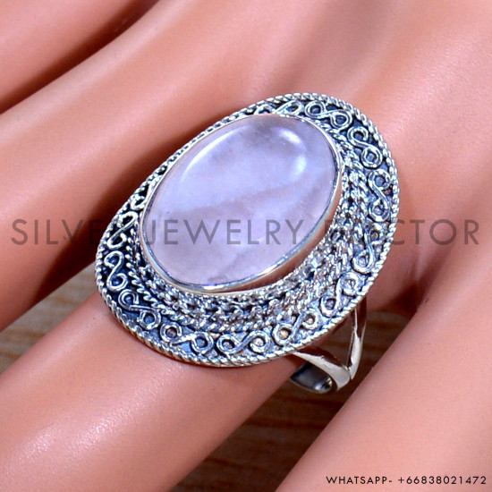 Rose Quartz 925 Sterling Silver Ring (SJWR-1889)