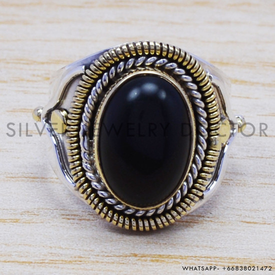 Black Onyx 925 Sterling Silver Ring (SJWR-189) Black Onyx 925 Sterling Silver Ring (SJWR-189)