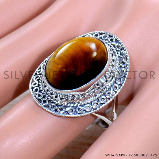 Tiger Eye 925 Sterling Silver Ring (SJWR-1890)