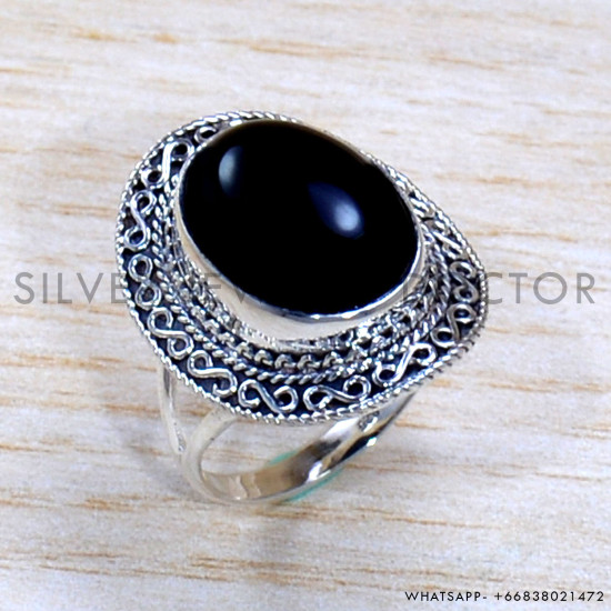 Black Onyx 925 Sterling Silver Ring (SJWR-1892)