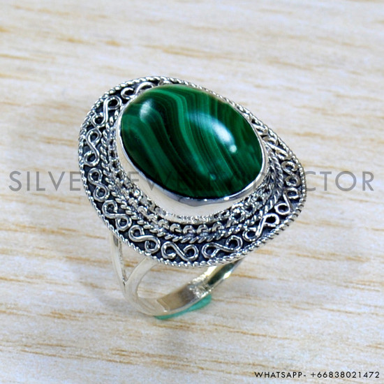 Malachite 925 Sterling Silver Ring (SJWR-1896)