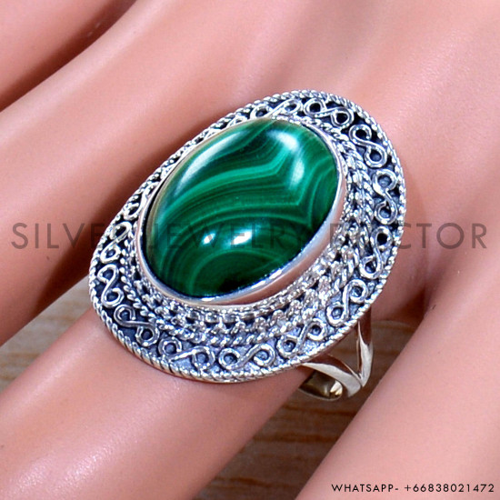 Malachite 925 Sterling Silver Ring (SJWR-1896)