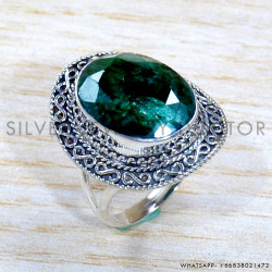 Emerald 925 Sterling Silver Ring (SJWR-1897)