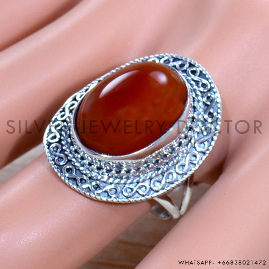Carnelian 925 Sterling Silver Ring (SJWR-1900)