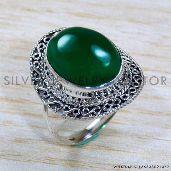 Green Onyx 925 Sterling Silver Ring (SJWR-1901)