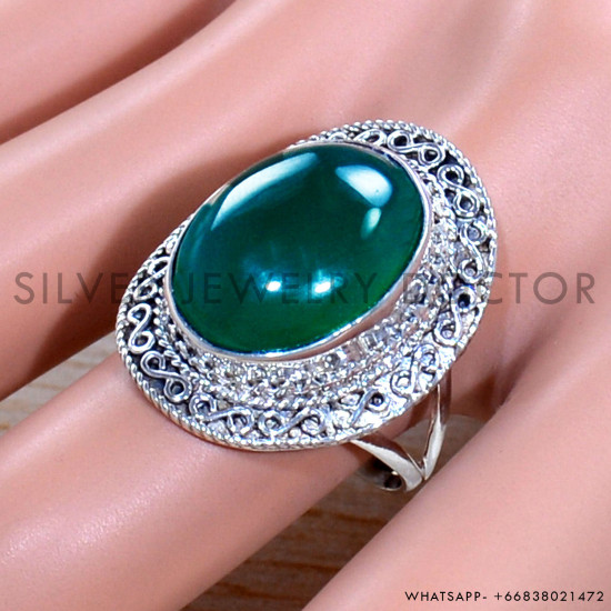 Green Onyx 925 Sterling Silver Ring (SJWR-1901)