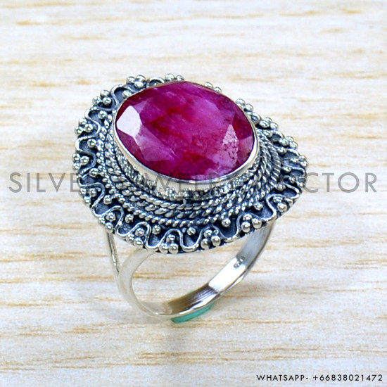 Ruby 925 Sterling Silver Ring (SJWR-1906)