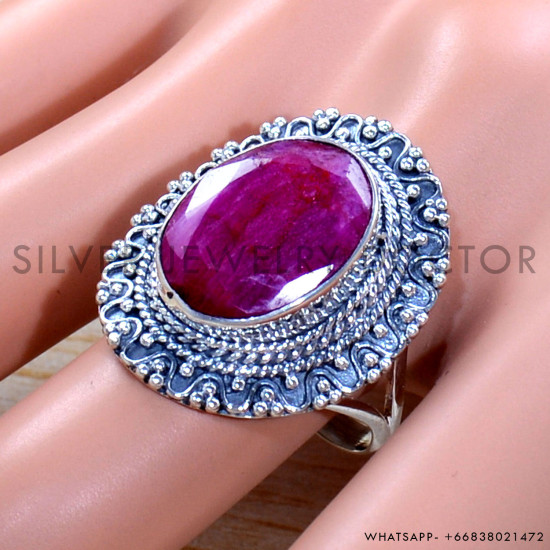 Ruby 925 Sterling Silver Ring (SJWR-1906)