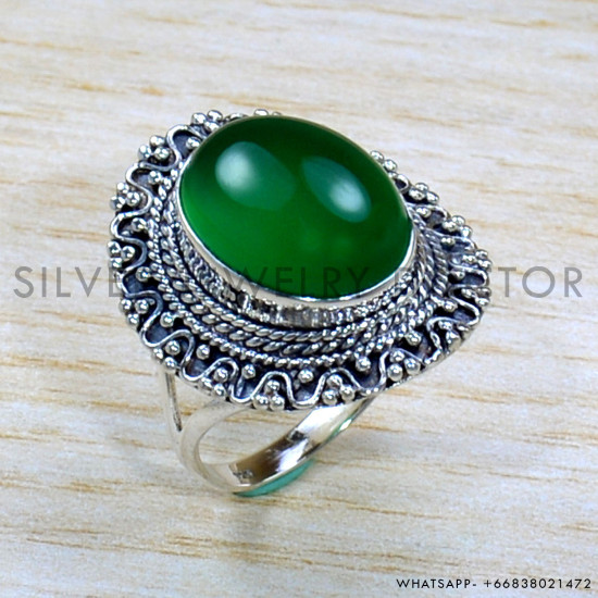 Green Onyx 925 Sterling Silver Ring (SJWR-1907)
