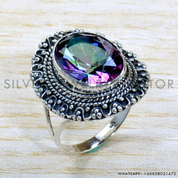 Mystic Topaz 925 Sterling Silver Ring (SJWR-1908)