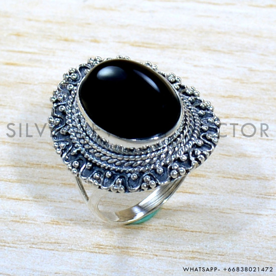Black Onyx 925 Sterling Silver Ring (SJWR-1911)