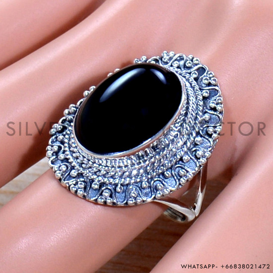 Black Onyx 925 Sterling Silver Ring (SJWR-1911)