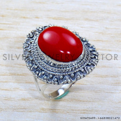 Coral 925 Sterling Silver Ring (SJWR-1912)