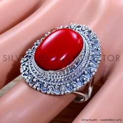 Coral 925 Sterling Silver Ring (SJWR-1912)