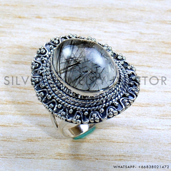 Black Rutile 925 Sterling Silver Ring (SJWR-1913)