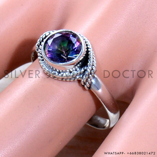 Mystic Topaz 925 Sterling Silver Ring (SJWR-1919)
