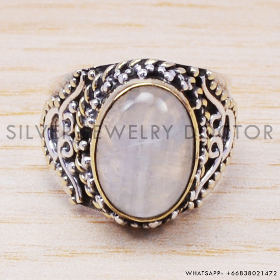 Rainbow Moonstone 925 Sterling Silver Ring (SJWR-192) Rainbow Moonstone 925 Sterling Silver Ring (SJWR-192)