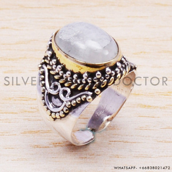 Rainbow Moonstone 925 Sterling Silver Ring (SJWR-192) Rainbow Moonstone 925 Sterling Silver Ring (SJWR-192)