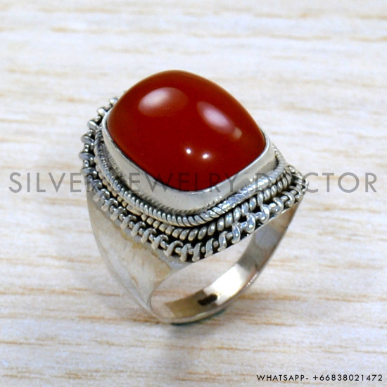 Carnelian 925 Sterling Silver Ring (SJWR-1939)
