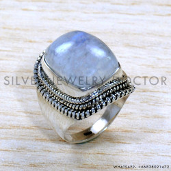 Rainbow Moonstone 925 Sterling Silver Ring (SJWR-1944)
