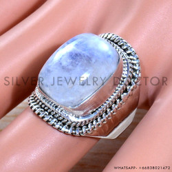 Rainbow Moonstone 925 Sterling Silver Ring (SJWR-1944)