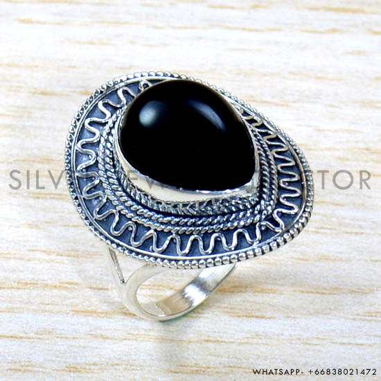Black Onyx 925 Sterling Silver Ring (SJWR-1946)