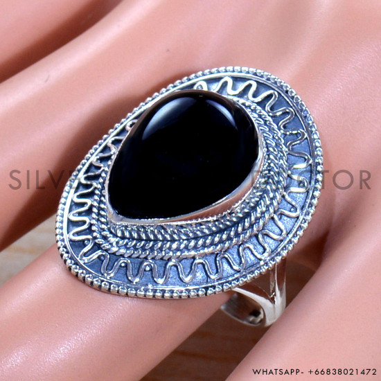 Black Onyx 925 Sterling Silver Ring (SJWR-1946)
