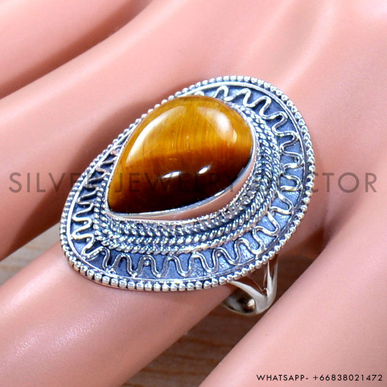 Tiger Eye 925 Sterling Silver Ring (SJWR-1953)