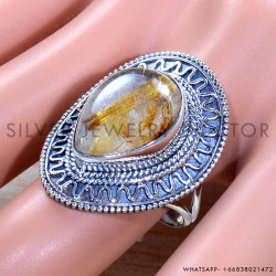 Golden Rutile 925 Sterling Silver Ring (SJWR-1954)