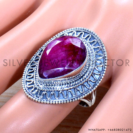 Ruby 925 Sterling Silver Ring (SJWR-1958)