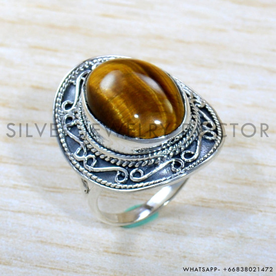 Tiger Eye 925 Sterling Silver Ring (SJWR-1960)