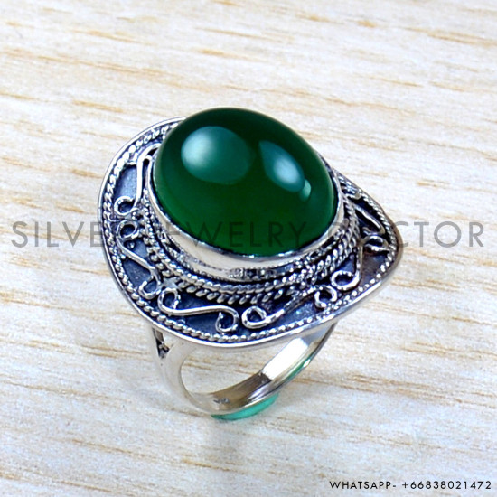 Green Onyx 925 Sterling Silver Ring (SJWR-1963)