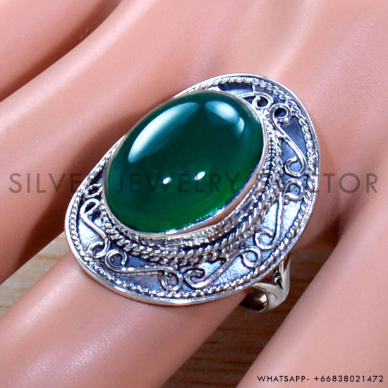 Green Onyx 925 Sterling Silver Ring (SJWR-1963)
