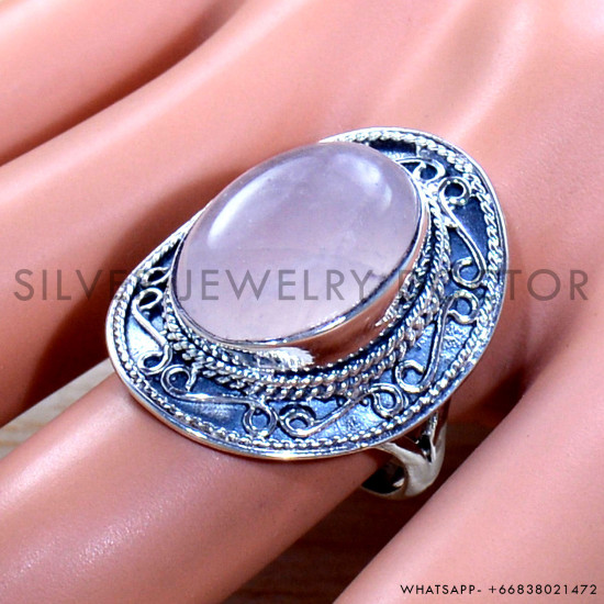 Rose Quartz 925 Sterling Silver Ring (SJWR-1965)