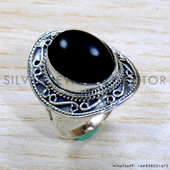 Black Onyx 925 Sterling Silver Ring (SJWR-1967)