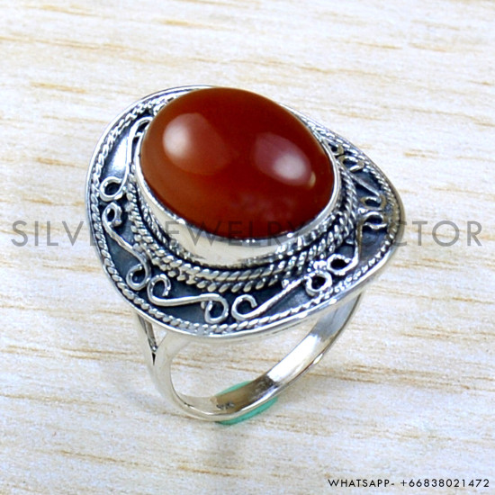 Carnelian 925 Sterling Silver Ring (SJWR-1970)